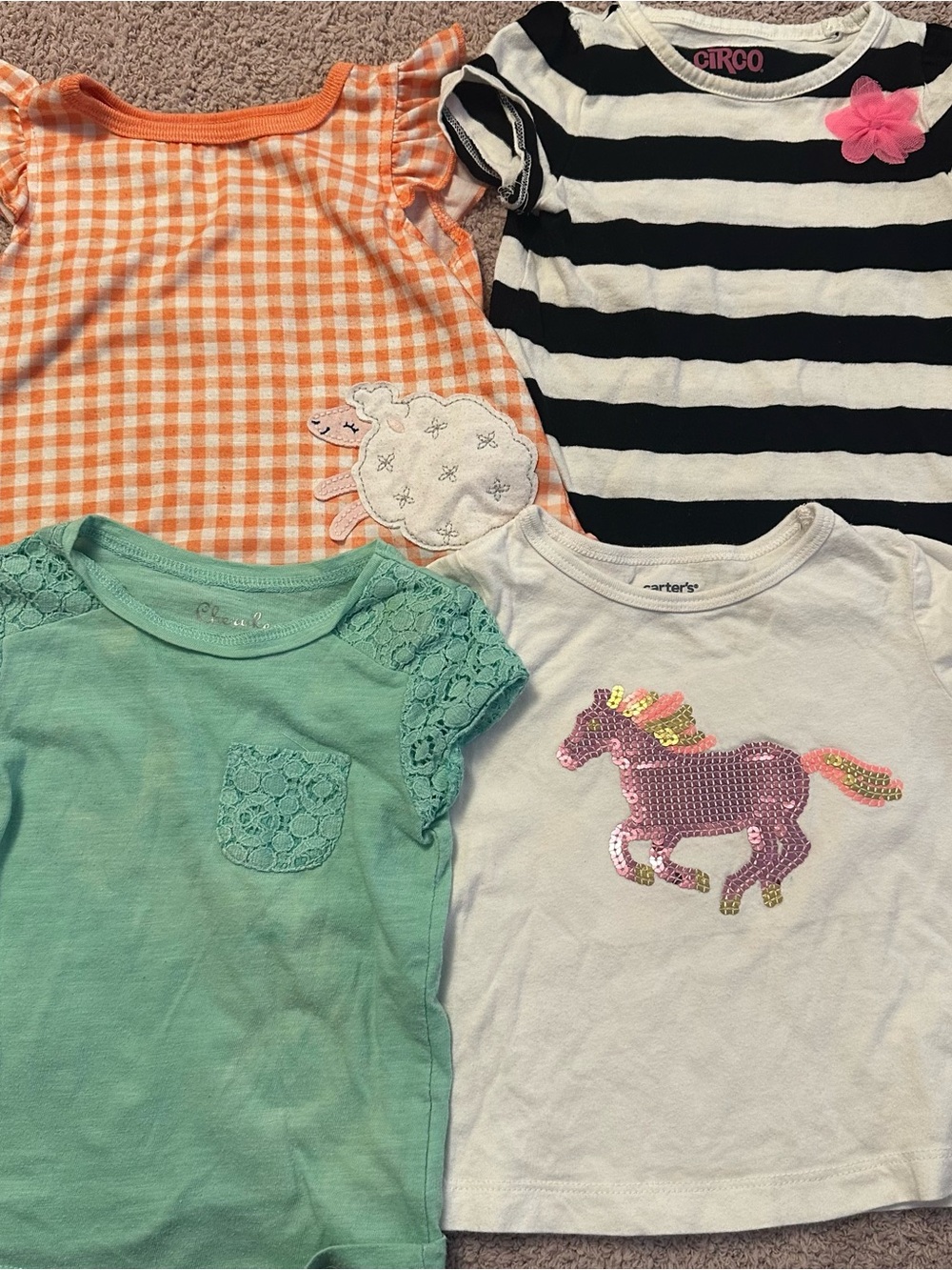 💕 Girls 18M Shirt Bundle 🌸 Carter’s Circo Cherokee 4 Tops
